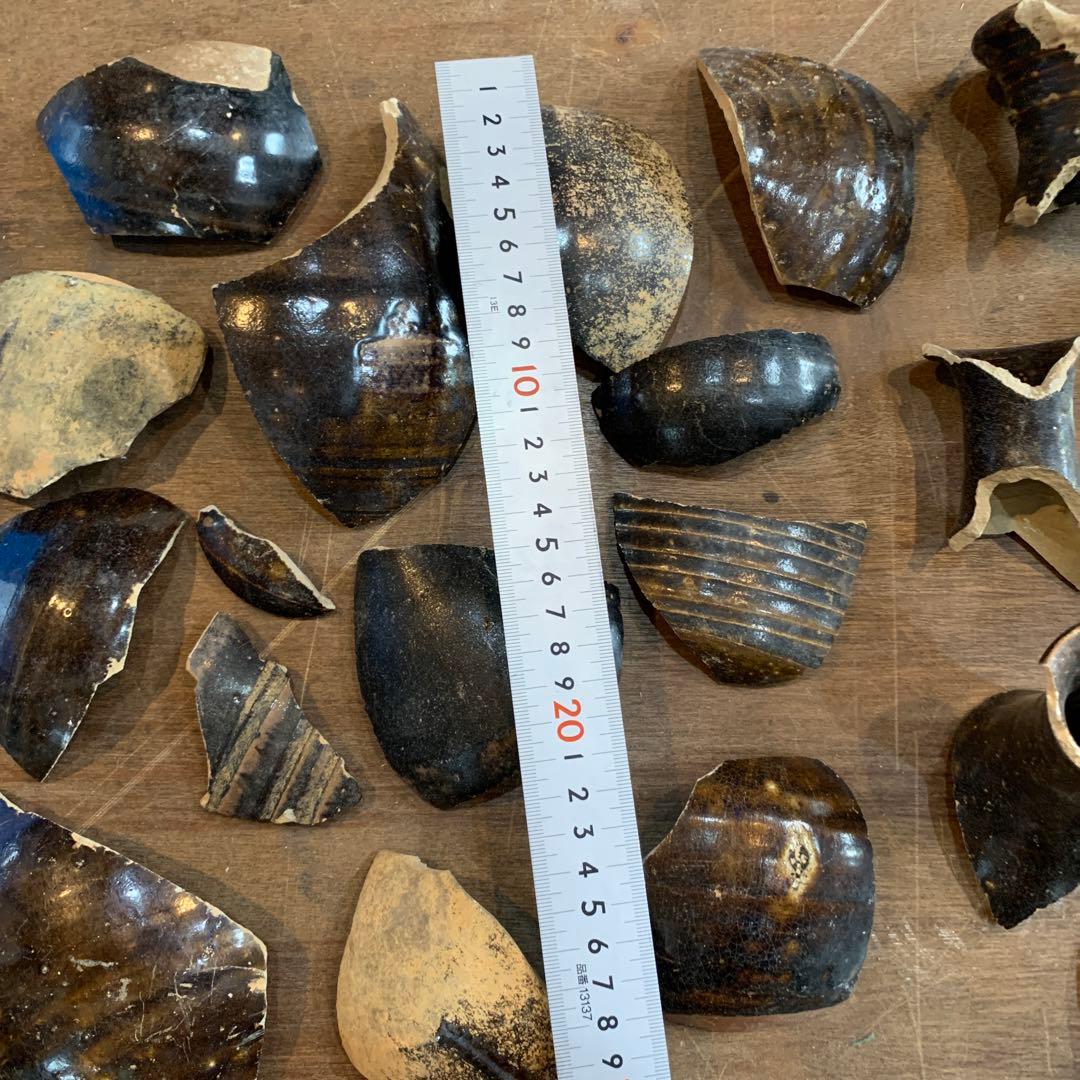 古唐津　陶片　黒唐津　徳利　発掘品　古道具