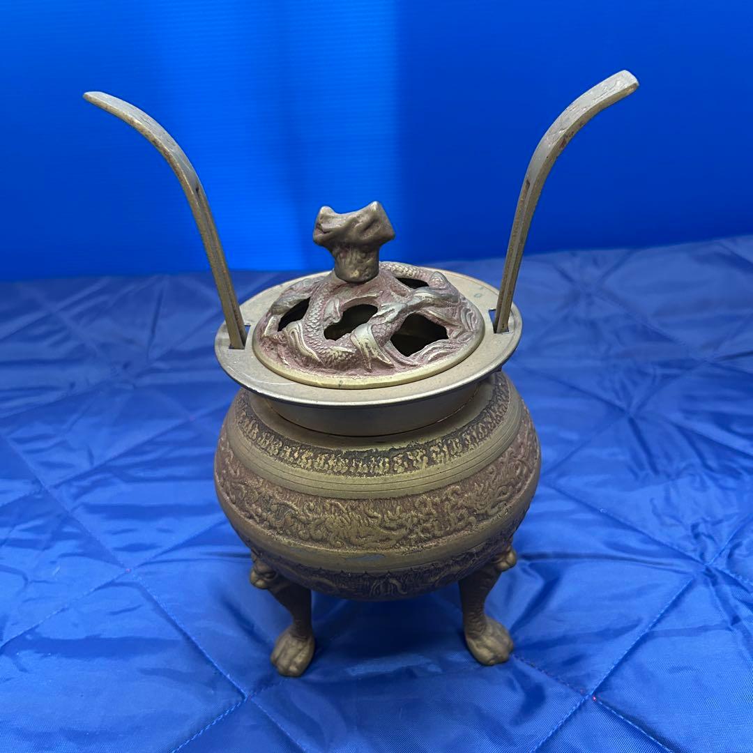 蔵出品③ 香炉 三つ足 龍 工芸品 龍鳳香炉 龍鳳 j128