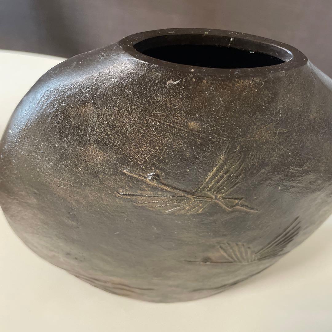 【美品】高岡銅器　宏采作　花瓶　花入　工芸品共箱