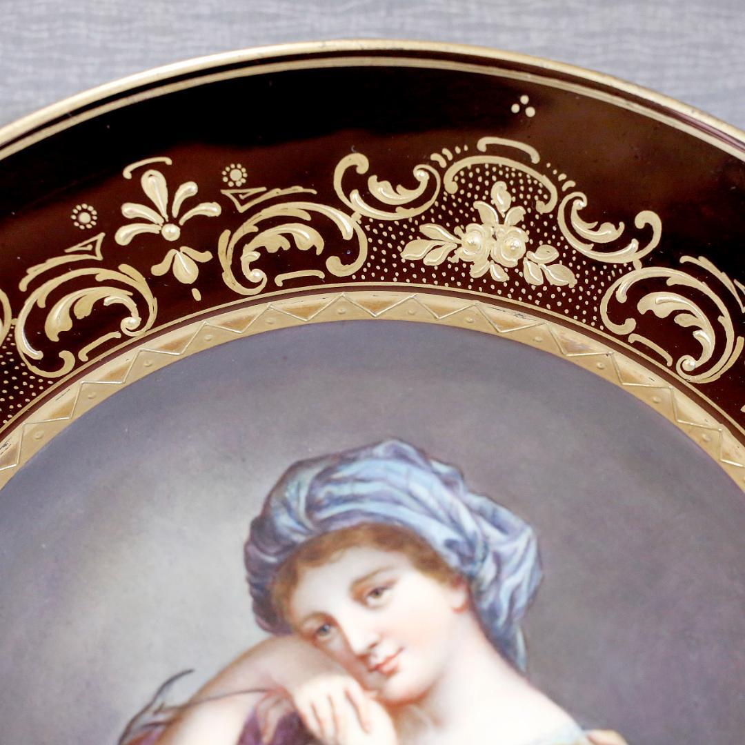 【送料込み】ヴィエナスタイル プレート 女性像 金彩