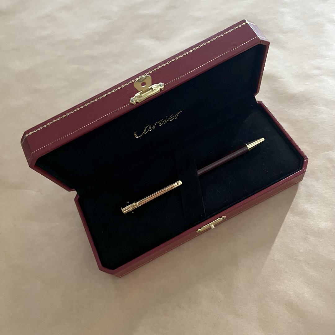 【美品】Cartier 　カルティエ　サントス ボールペン　ボルドー色