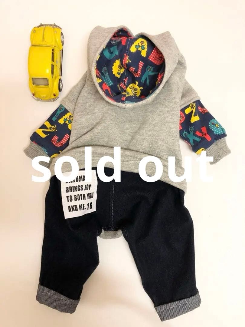 ストレッチデニムパンツロンパース　Mサイズ　イタグレ服