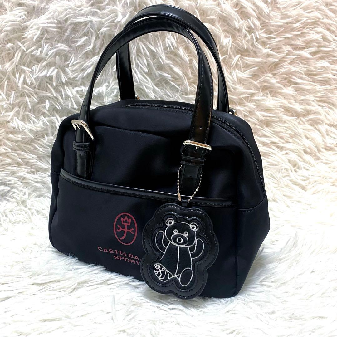 【未使用】　カステルバジャック T挿しBEAR付きサッチェルラウンドバッグ　黒