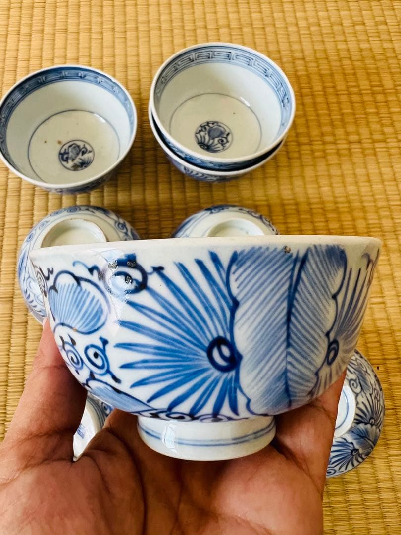 セール中！【江戸茶碗6個】茶碗セット　小　蓋茶碗　アンティーク　骨董