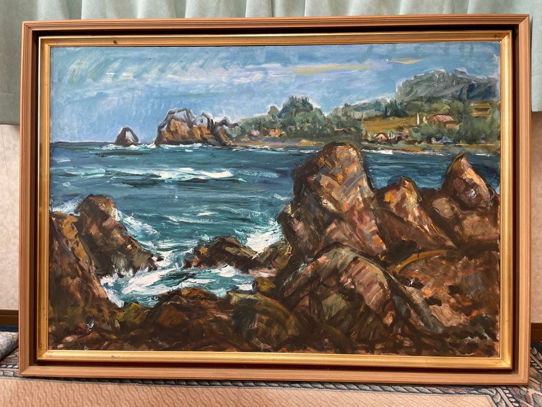 myg52　油彩画 青森県八戸市　種差海岸