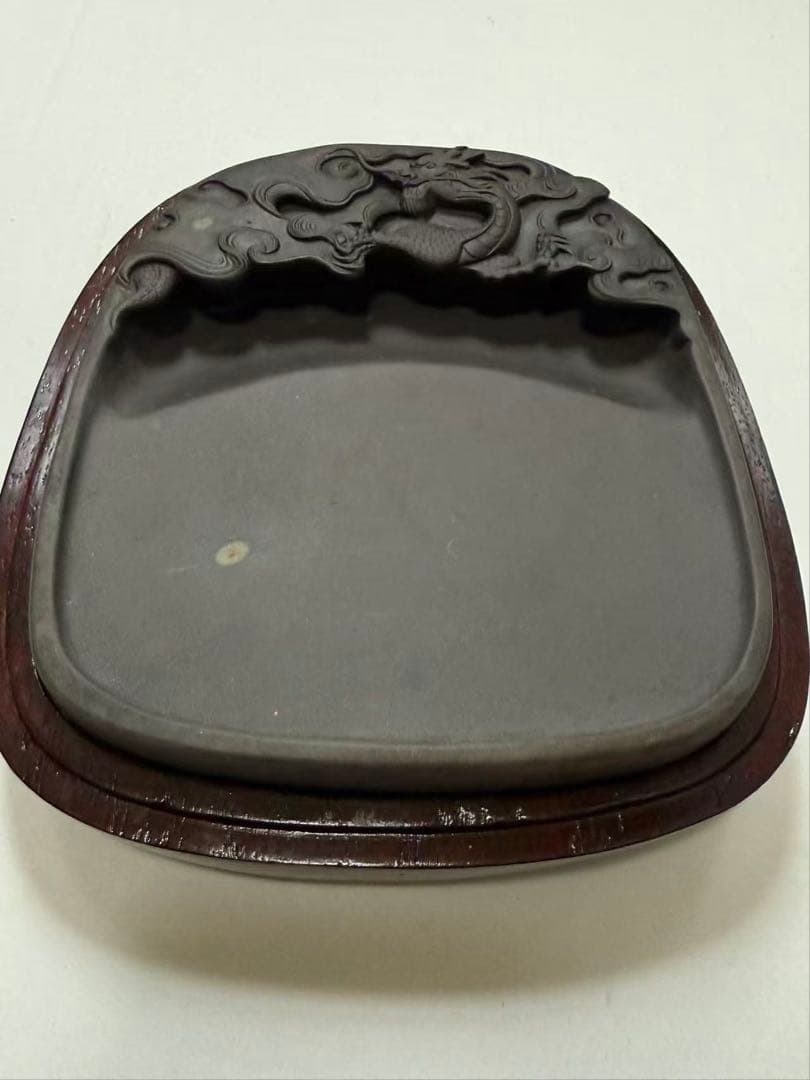 中国美術 唐硯 端渓硯 文房四宝 古端溪龍雲図柄 年代物