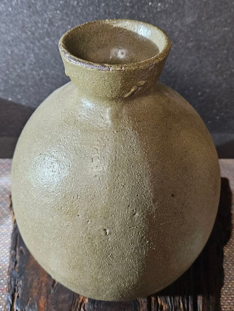 明治時代　薩摩焼系　苗代川焼系　緑釉　雲助　うんすけ　甕　壺　花入れ　オブジェ