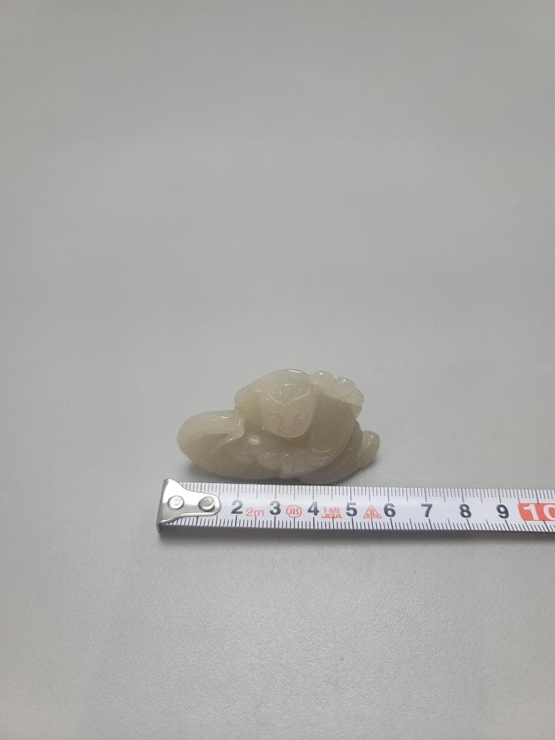 中国　 　人物刻　 和田玉 白玉 童子 細密彫