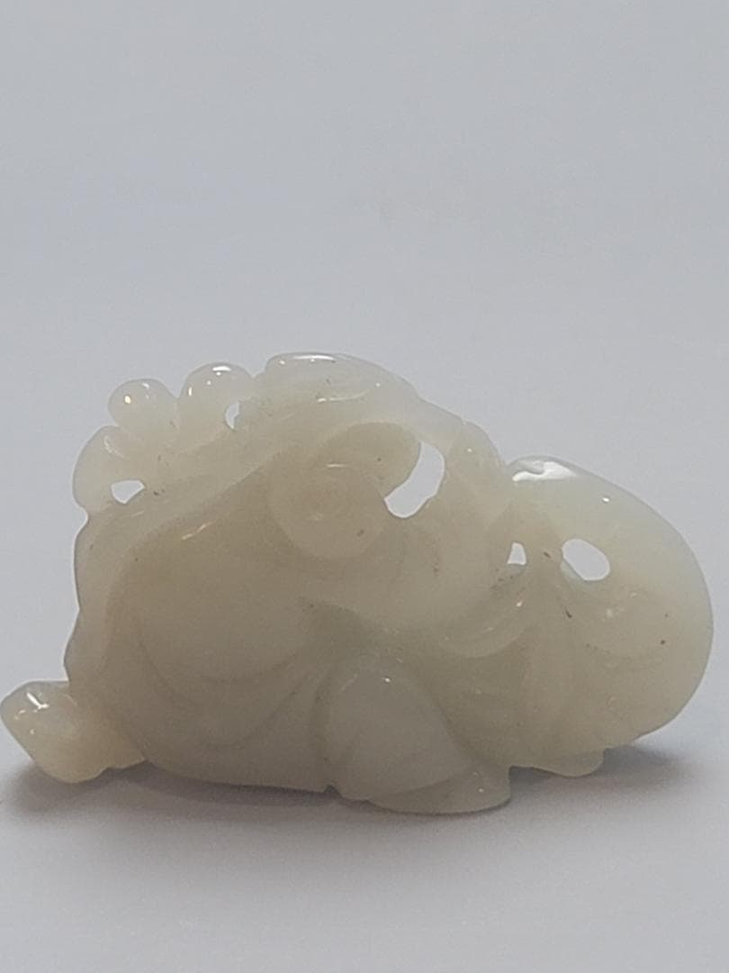 中国　 　人物刻　 和田玉 白玉 童子 細密彫