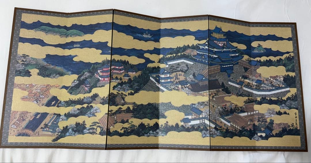 安土 南蛮図屏風 2個セット｜説明書・新聞切り抜き付｜記念複製屏風