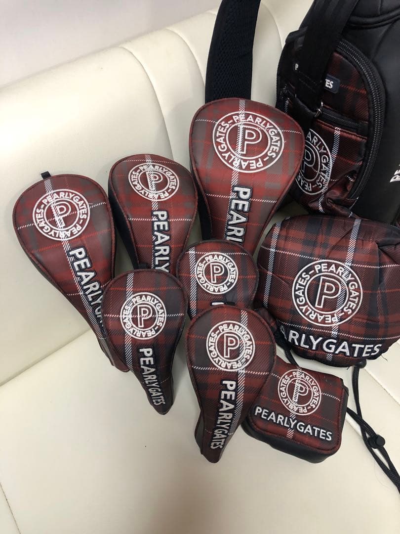PEARLY GATES チェック柄 キャディバッグ　ヘッドカバー8点