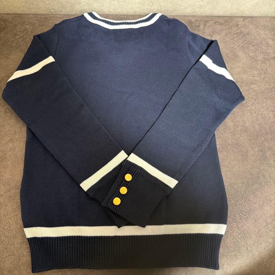 サマンサタバサ　ゴルフ　金ボタンVプルオーバーニット　ネイビー