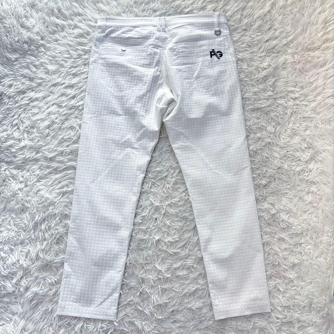 最新作 パーリーゲイツ パンツ 千鳥 ホワイト ストレッチ シンプル