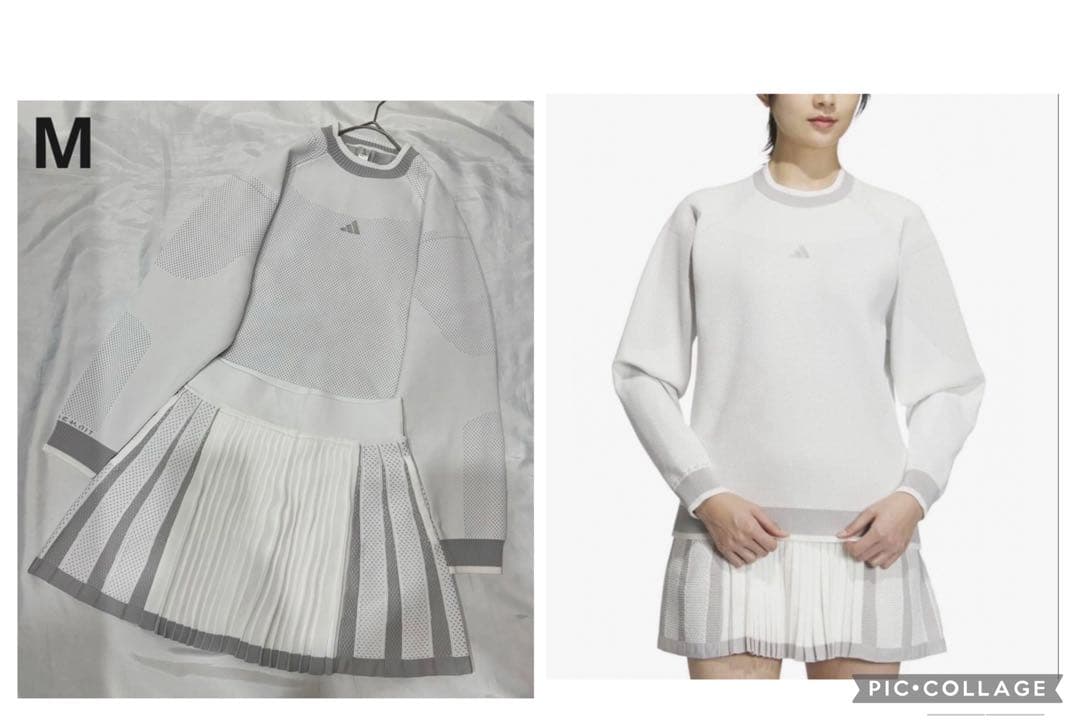 新品adidasゴルフ人気PRIMEKNITニットプリーツスカートセットアップ
