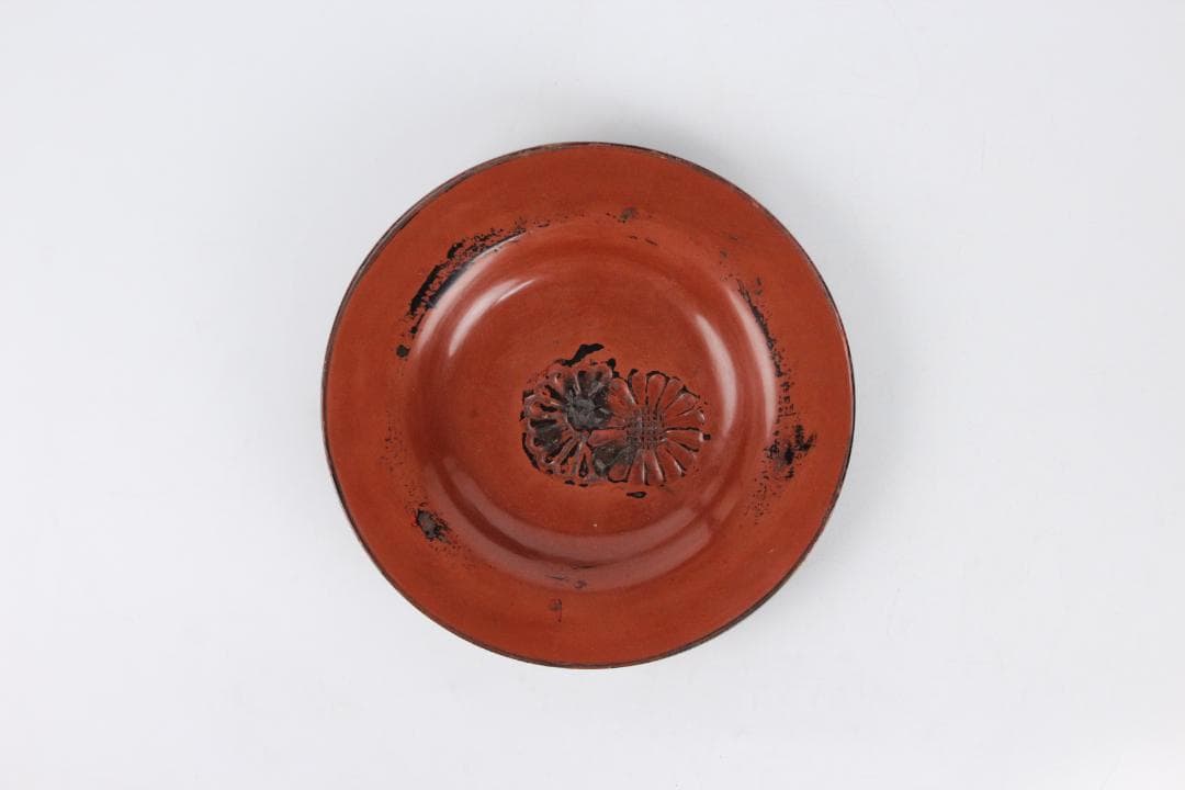 木製漆塗 根来 丸盆 煎茶盆 仏教美術 唐物 独酎盆 酒器盆 ED11-31