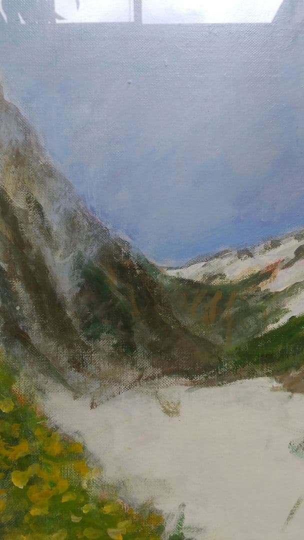 【名作】額縁付き F10号 油絵 白馬 大雪渓