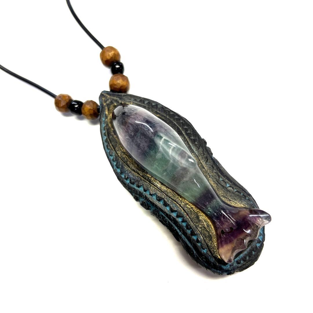 アイヌコタン　西田智三さん　ドルフィン　イルカ　天然石　フローライト蛍石　縞瑪瑙