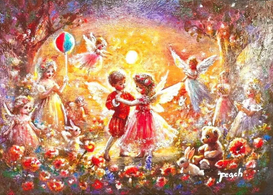 絵画原画《夕陽の祝福》VALENTINE STORY 小さな恋の伽草子