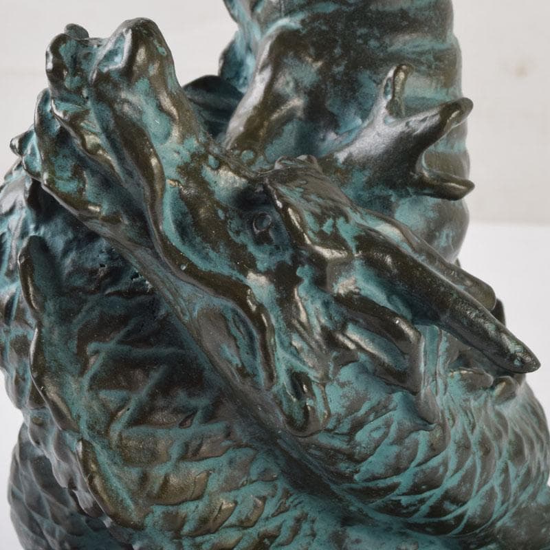 彫刻家　江里敏明造　青銅　青龍　置物　共箱　V　9090A