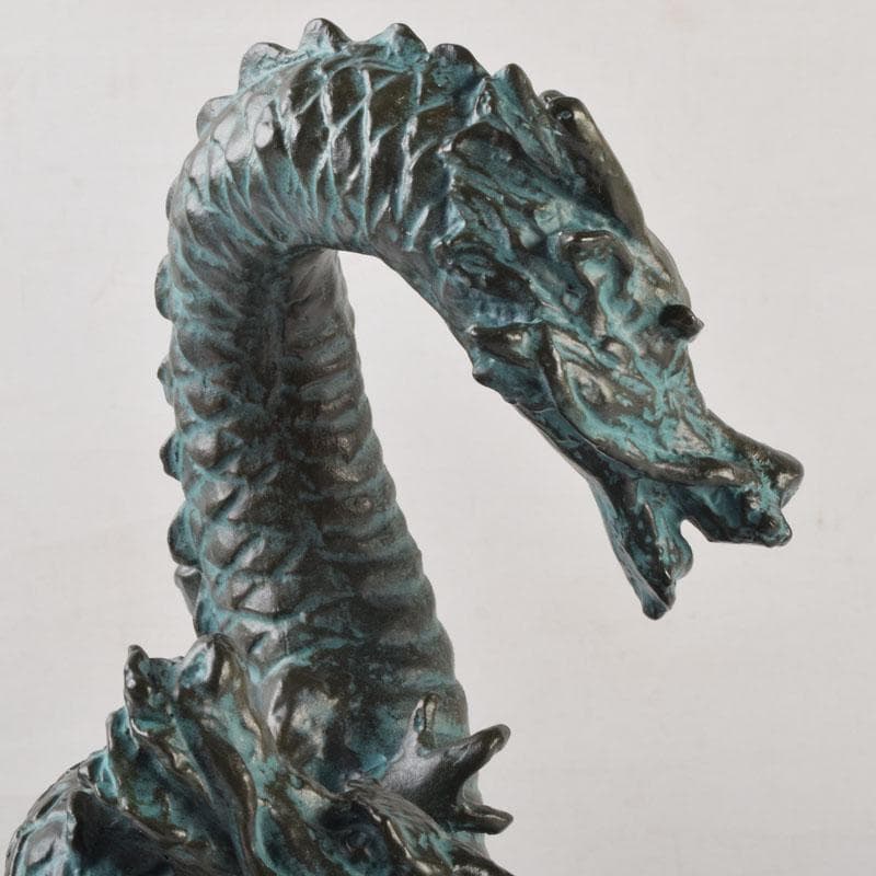 彫刻家　江里敏明造　青銅　青龍　置物　共箱　V　9090A