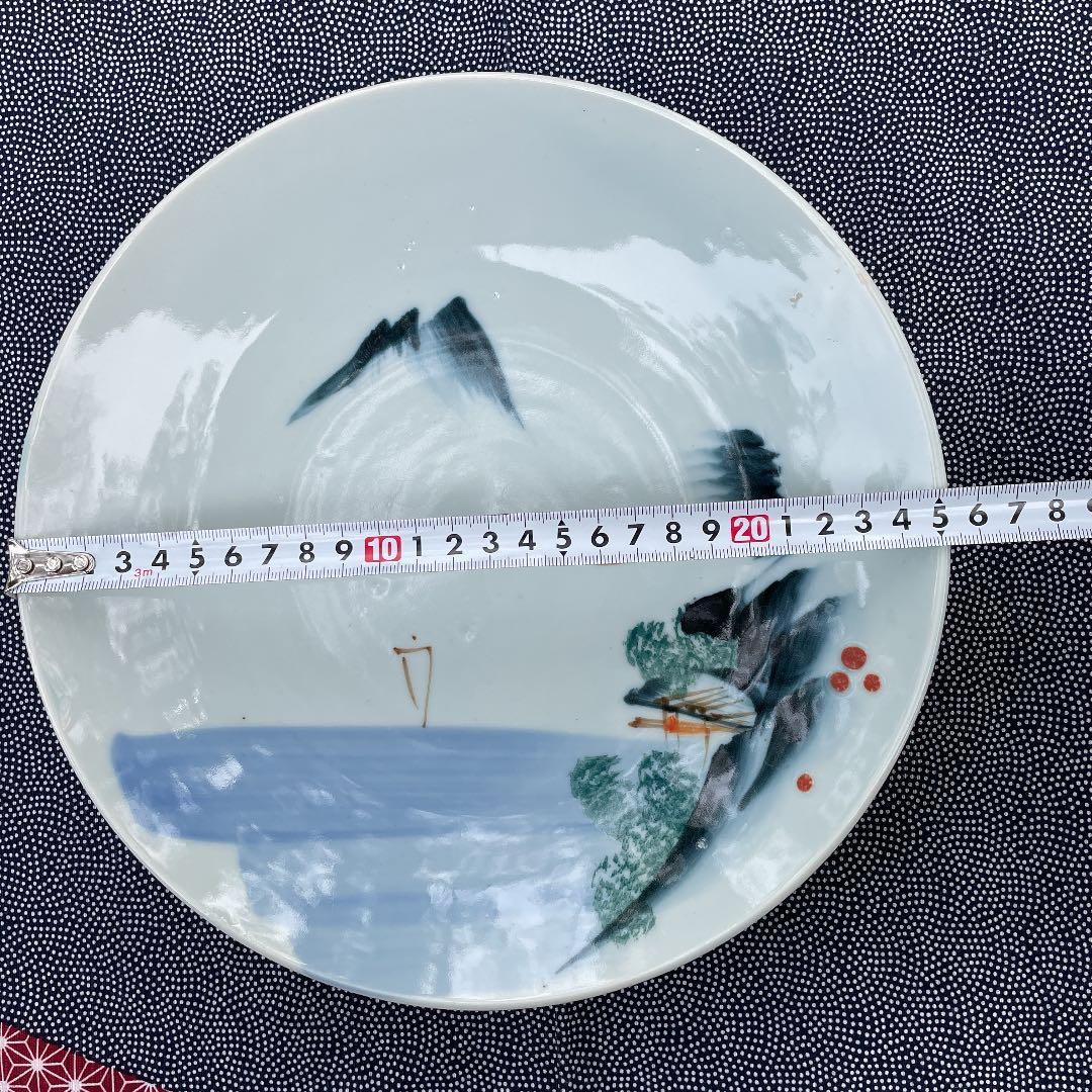 染付絵皿　山水画　25㎝　深皿