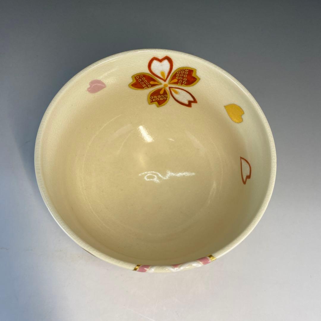 【茶道具】山本蓼造　色絵桜茶盌（共箱）