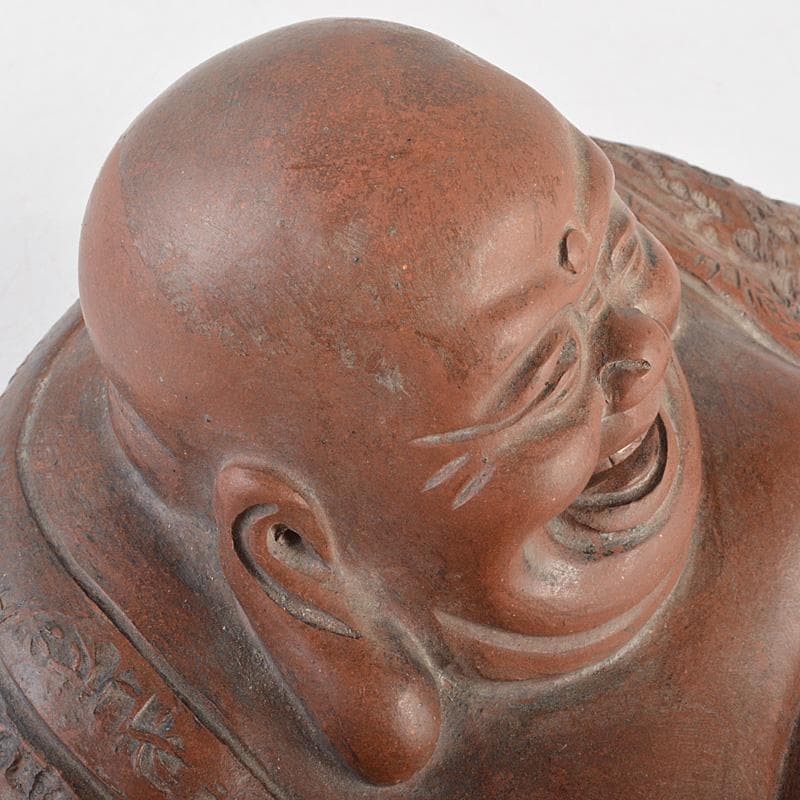 中国　紫砂　朱泥　布袋像　在銘　V　R7033E