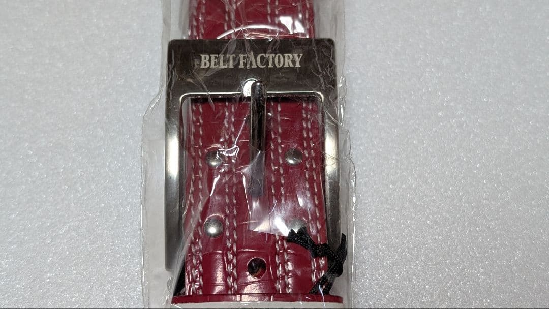 BELT FACTORY 赤白 牛革 ベルト P-58