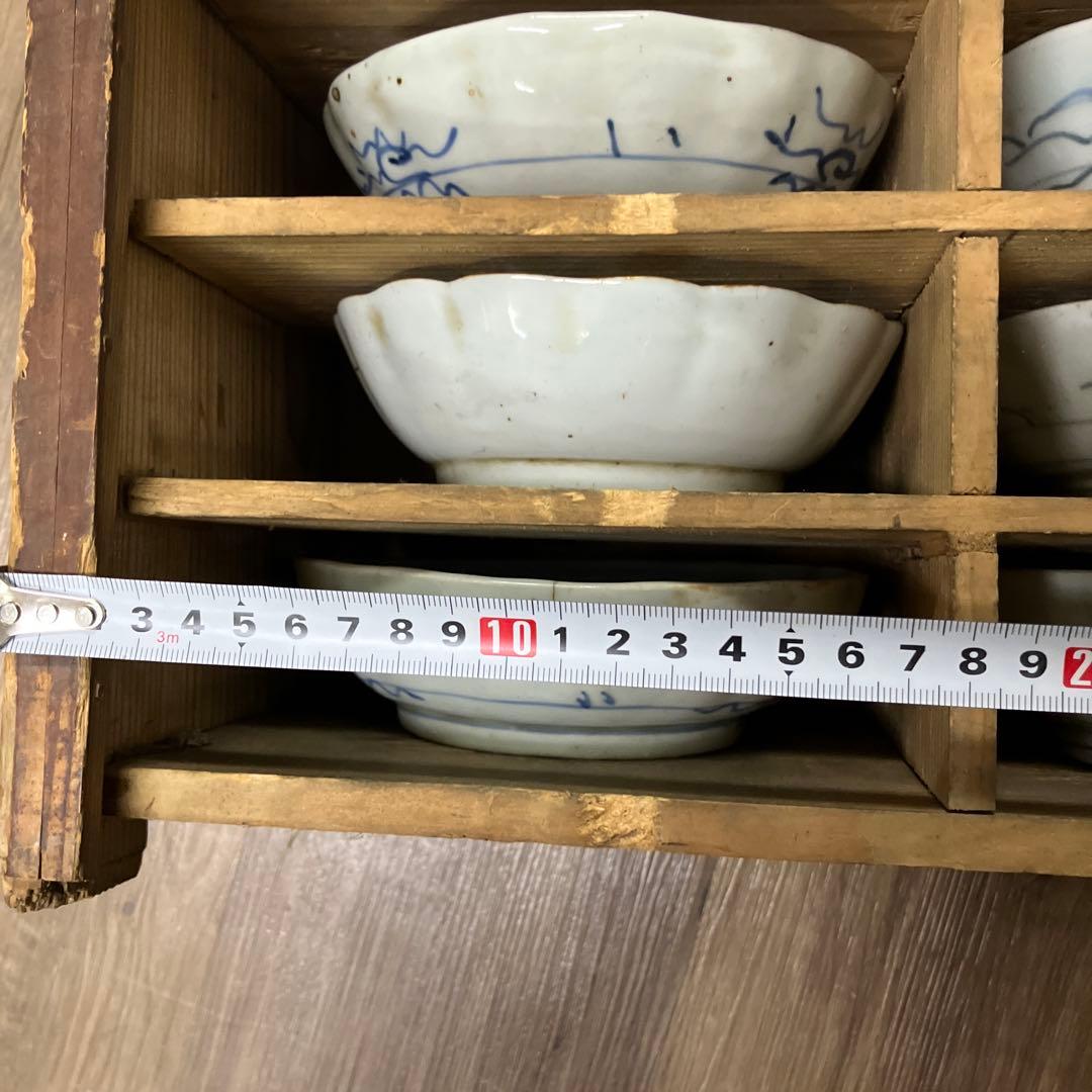 3F 明治時代物 骨董品 小皿 20客セット 木箱入り蔵出し アンティーク 染付