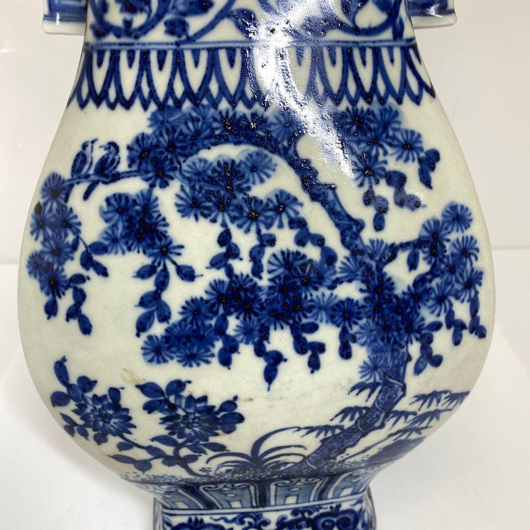 専用　中国美術　青花花瓶　高さ31㎝　タルチ　東さ7-0206①