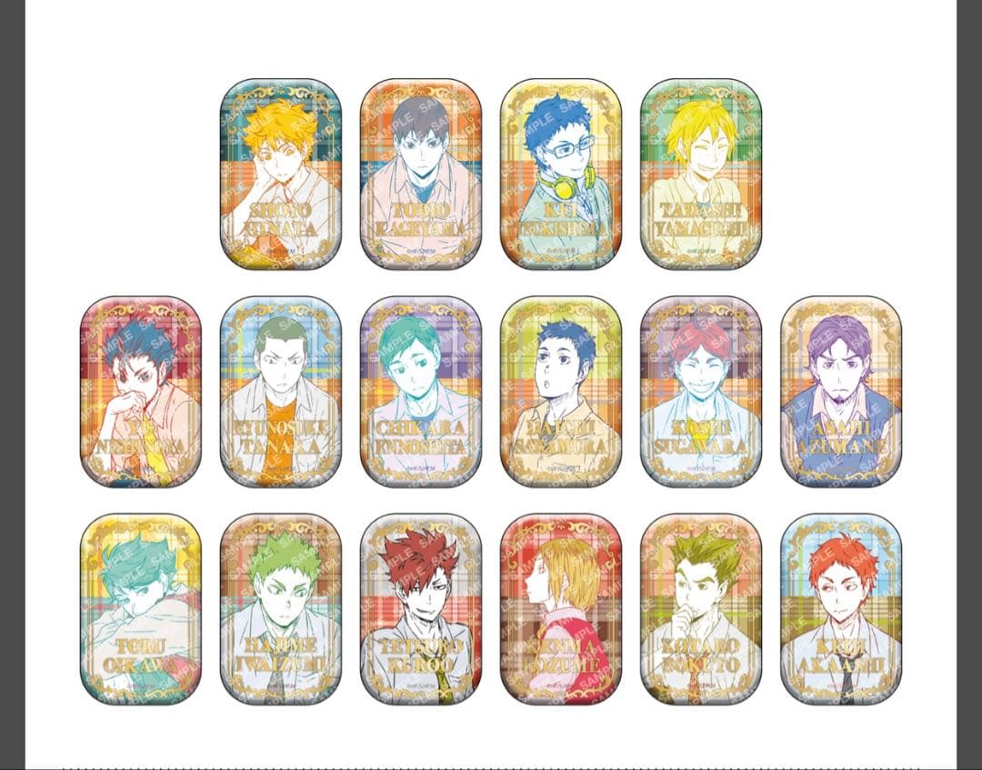 ハイキュー！！スクエア缶バッジ　BOX オフショット×カラー第一弾、第二弾