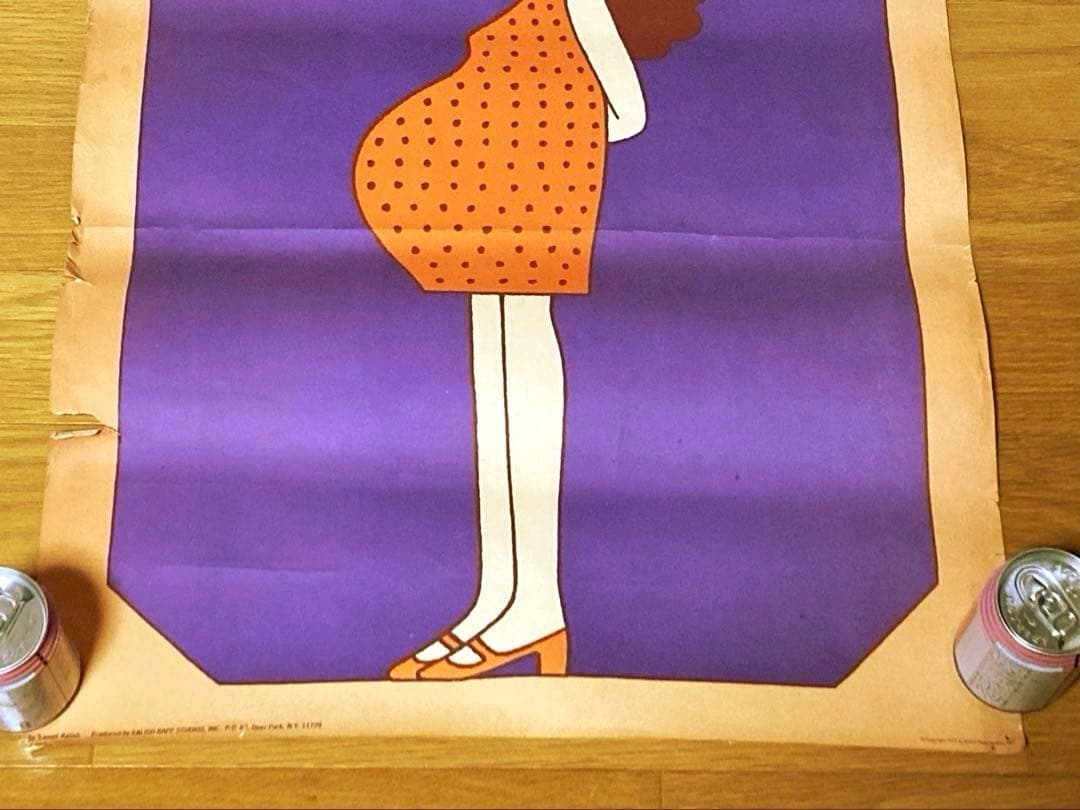 70年代 ビンテージ 1972 ライオネル・カリッシュ イラスト 妊婦 ポスター