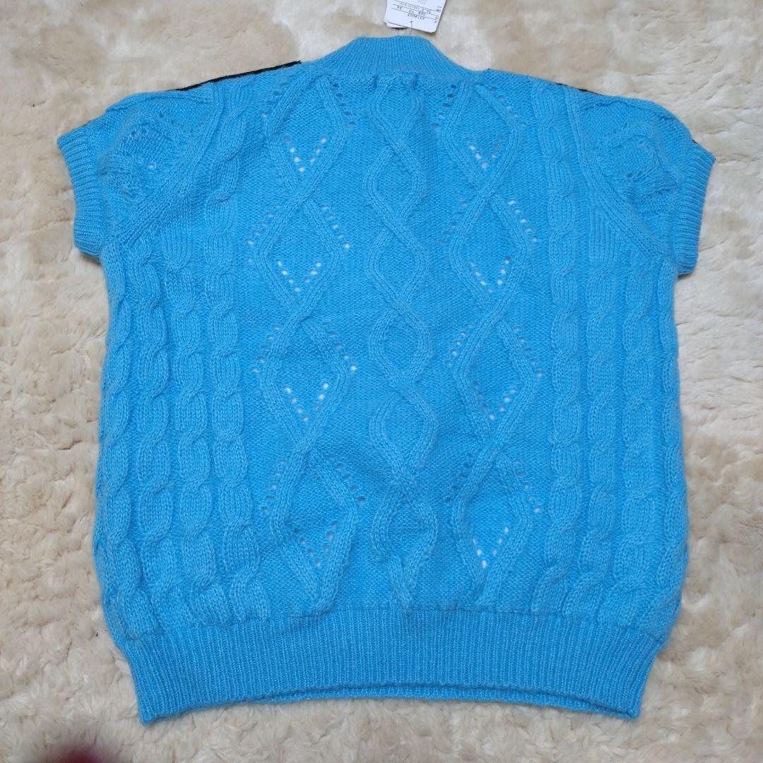 アルチビオ水色 ケーブル編み 半袖セーター 36