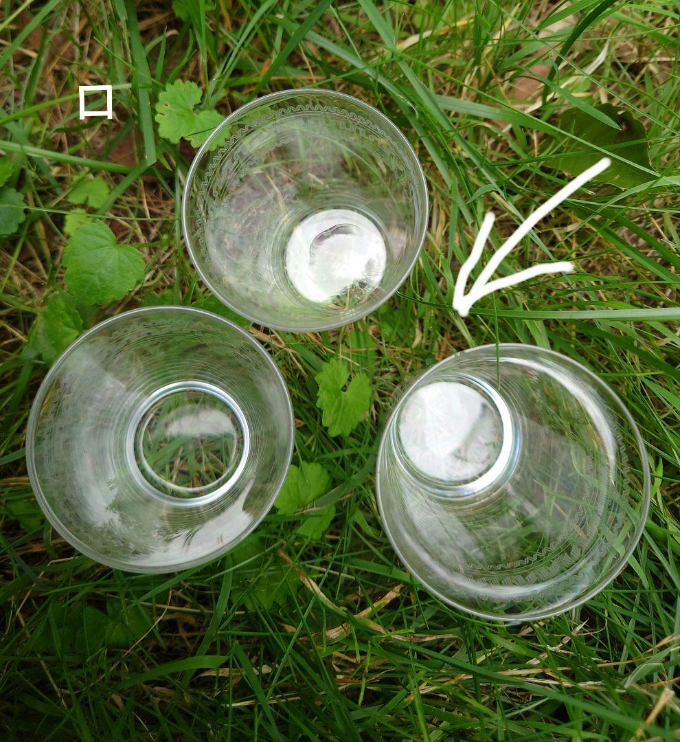 アンティーク　グラス　グラビール　小さめのコップ　三個　大正〜昭和初期　薄手