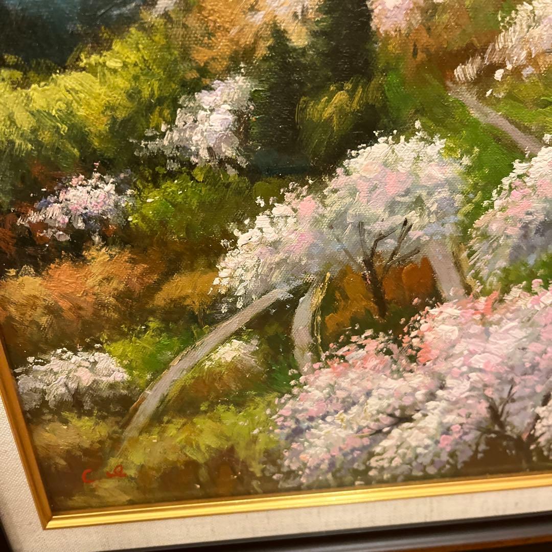 【値下げしました】油彩画 桜の丘の風景
