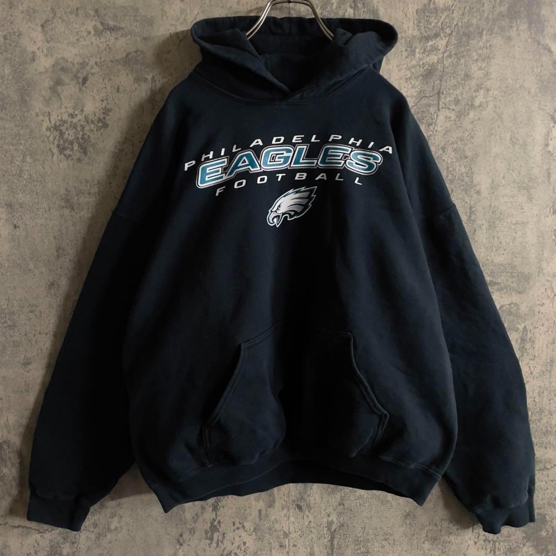 NFL EAGLES 3段ロゴプリントパーカー ×ヴィンテージ バイカラーベスト
