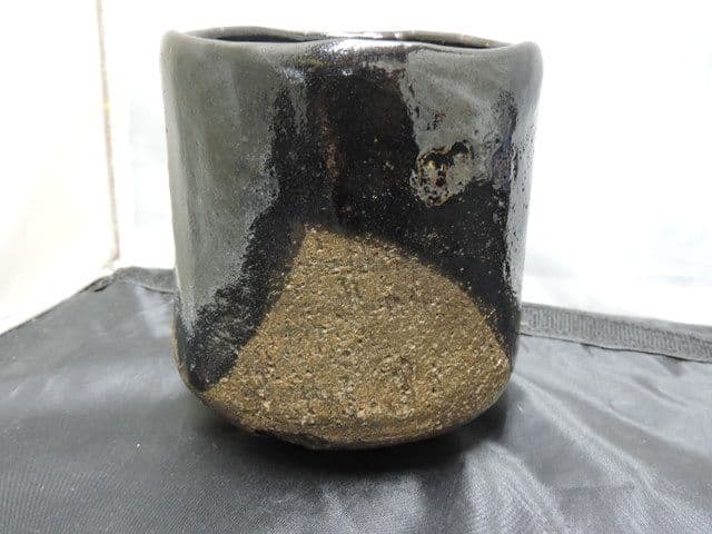 道八作　黒筒茶碗　保存箱有　M１３１２