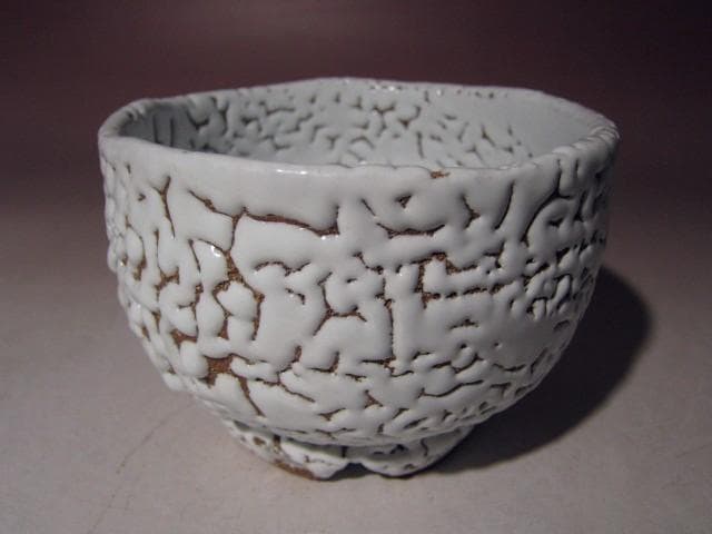 ☆人間国宝十一代三輪休雪　白萩茶碗【雲龍】☆武者小路宮休庵十三代有隣斎☆o528