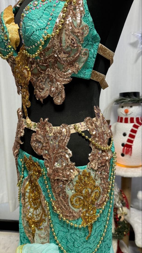 オリエンタル衣装 ベリーダンス ターコイズ M/L