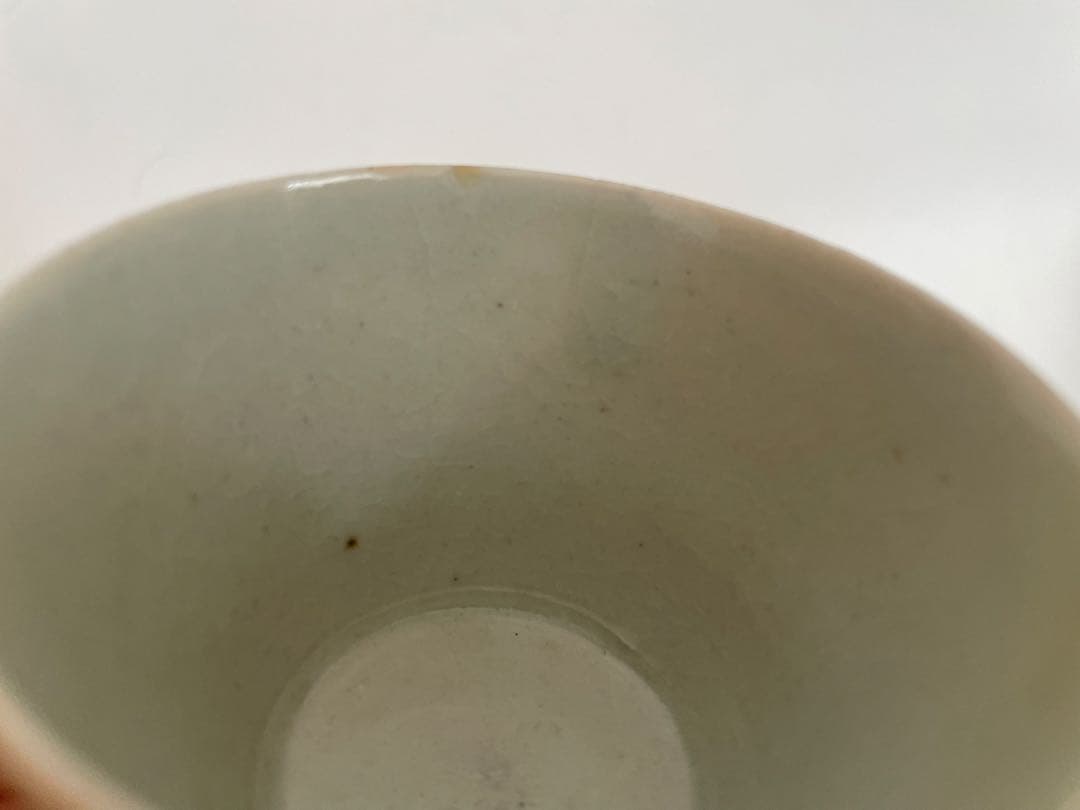 骨董　古伊万里　染付　草花文様　蕎麦猪口　高台付　縁共色直しあり