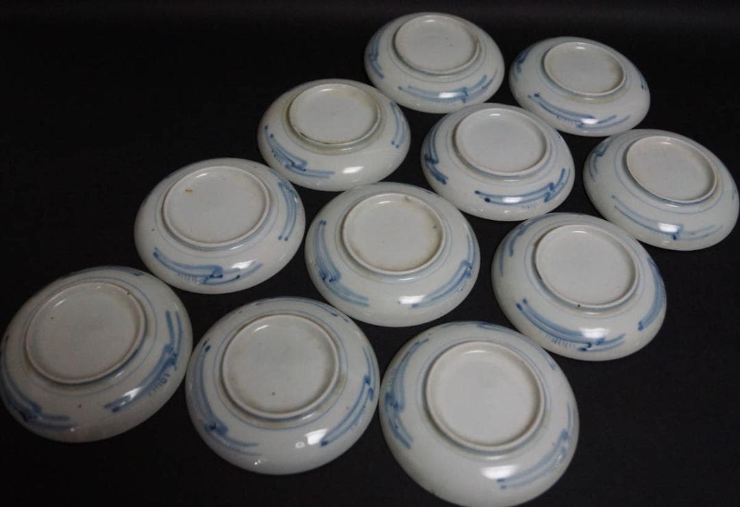 古伊万里 金彩色絵『漢詩人物物語文』小皿 豆皿 銘々皿 十一客セット