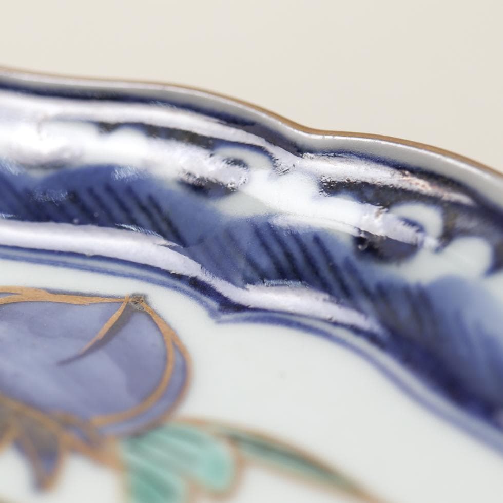 古伊万里 大明成化年製 唐獅子牡丹 飾皿 22cm 収納箱付