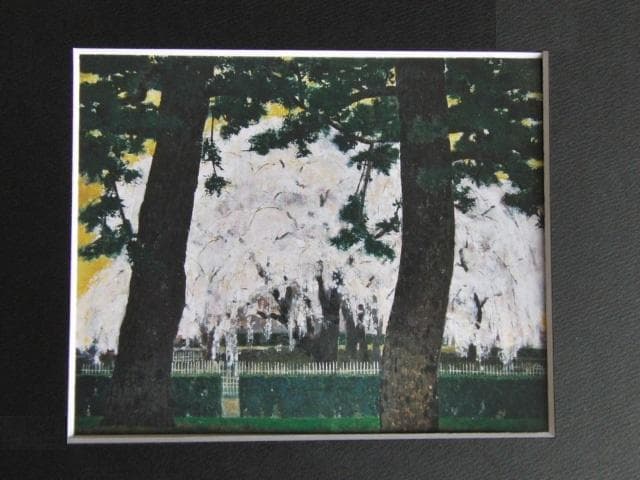 福島一二三、【御所の春】、希少な限定額装用画集画、新品高級額 額装付