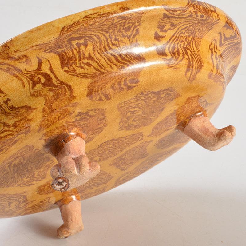 中国　唐代　練込盤　三獣足皿　V　R7271