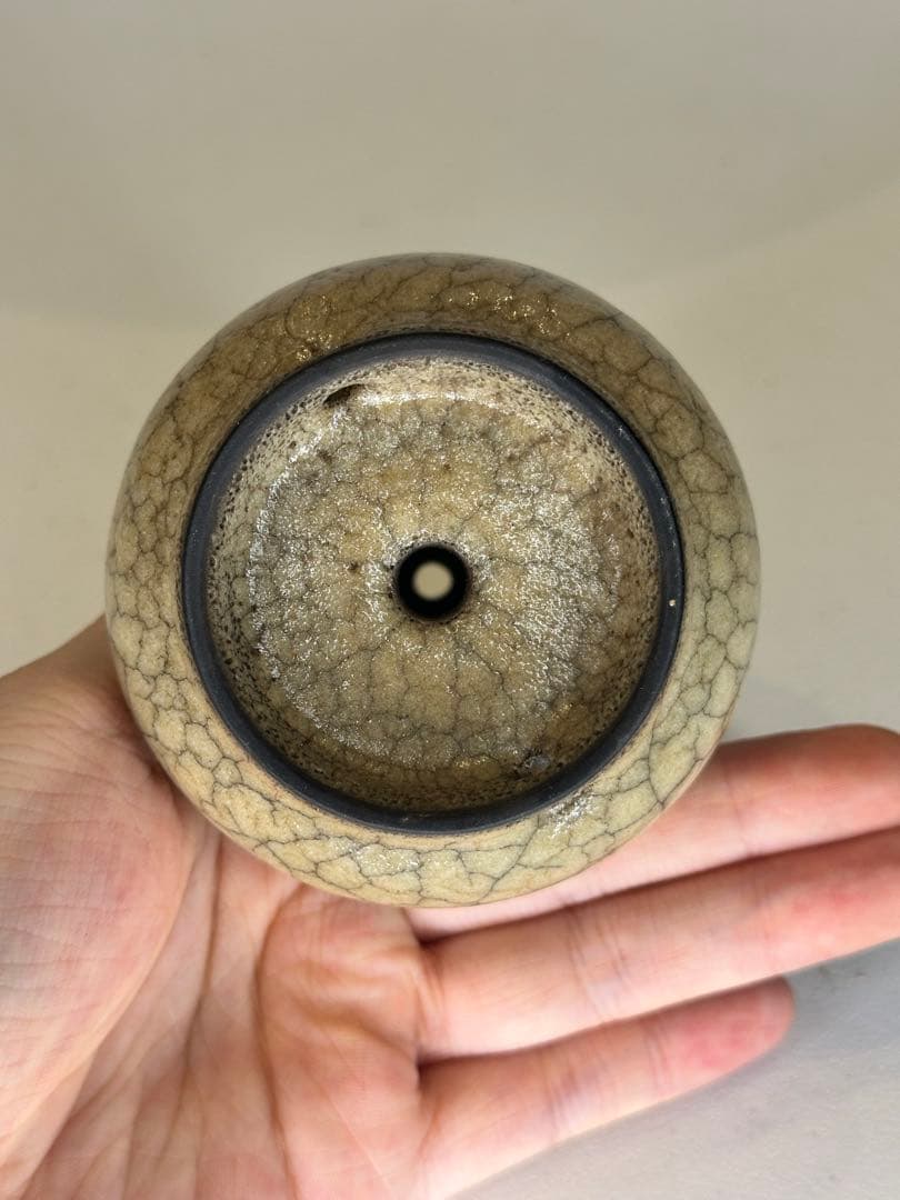 葫蘆形 香炉 陶器 開片釉 茶道具 香道具 置物 賞瓶 中国古陶 煎茶道具