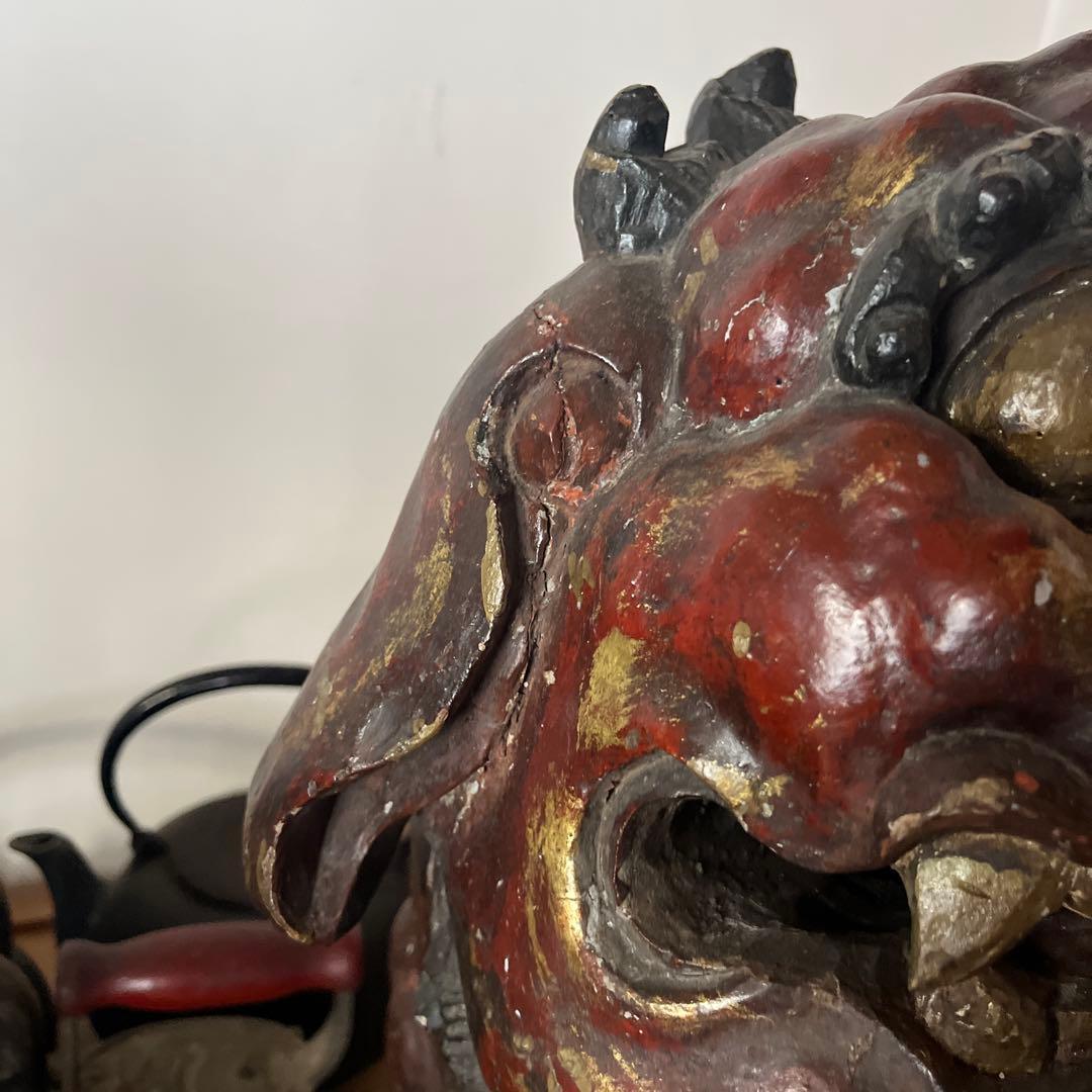 木製 獅子像 置物