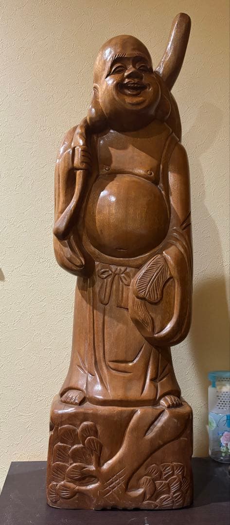 超大型 布袋様　仏像 七福神 高さ約91.5cm横幅:約25.5cm木彫　20万