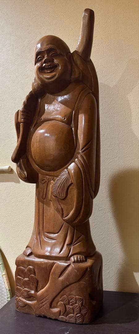 超大型 布袋様　仏像 七福神 高さ約91.5cm横幅:約25.5cm木彫　20万