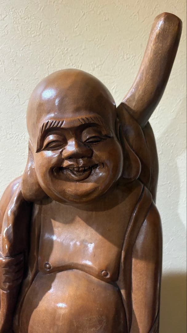超大型 布袋様　仏像 七福神 高さ約91.5cm横幅:約25.5cm木彫　20万