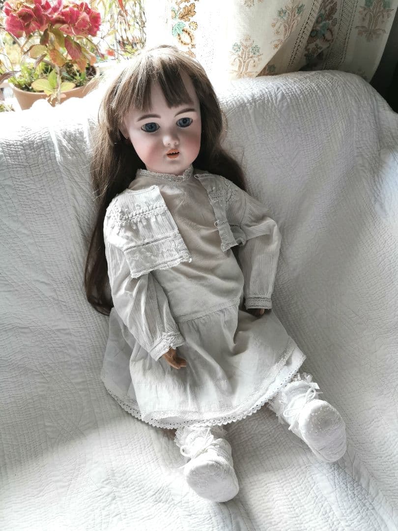 アンティークドイツ シモン＆ハルビック 美少女ビスクドール コットンドレスボレロ